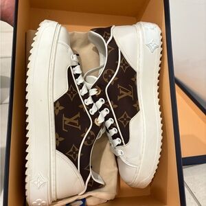 Louis Vuitton Monogram White and Brown Sneakers